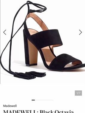 Madewell Black Suede Block Heel Lace-Up Sandals